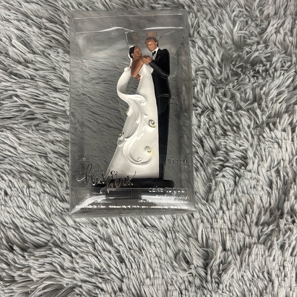 NWT STUDIO HIS & HERS Elegant Wedding Cake Topper with Bride and Groom Ethnic